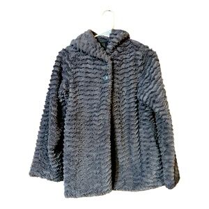 Patagonia Gray Faux Fur Girl’s Sweater Jacket XL (14)